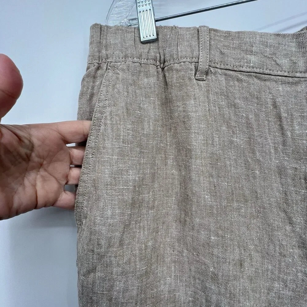 Caribbean Mens 100% Linen Pants Sz 38x31 Beige Draw String Resort Preppy Beachy